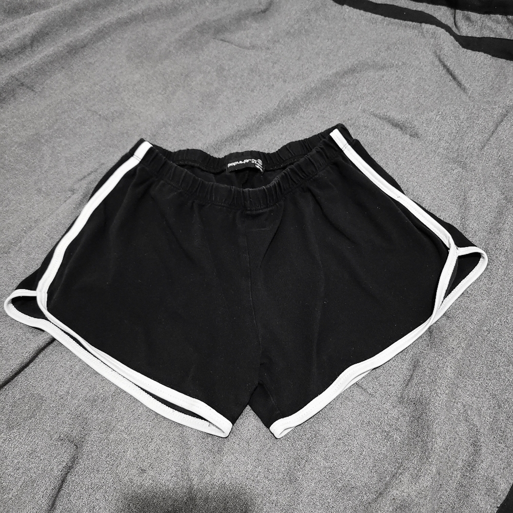 Black /white stripe booty shorts